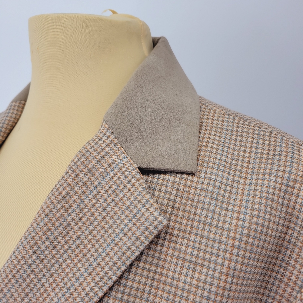 Pendleton Seasonless Wool Houndstooth Blazer Tan … - image 3